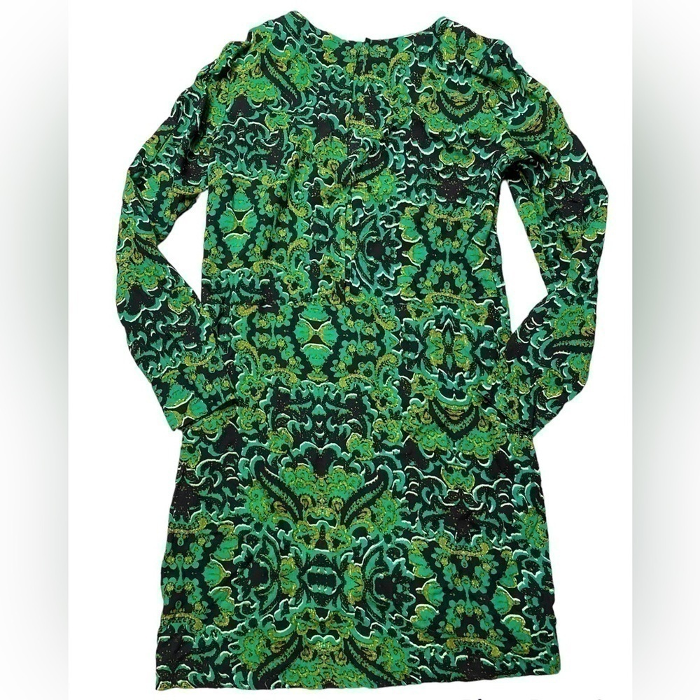 H&M GREEN AND BLACK PATTERNED CASUAL DRESS‎